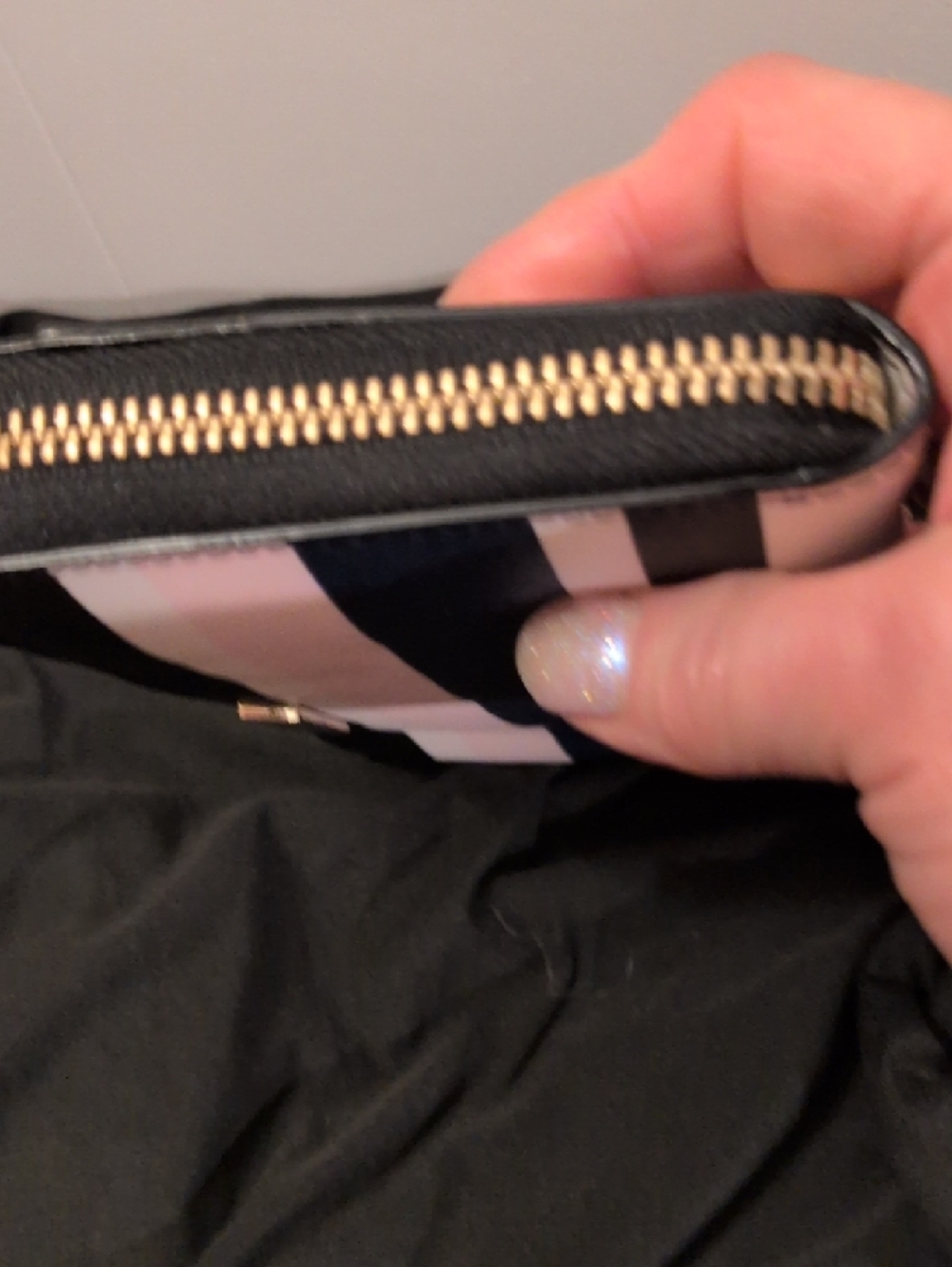 kate spade Navy, Blush & White Striped Zip Wallet - Picture 12 of 13